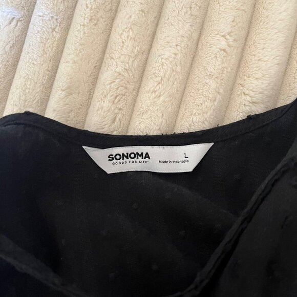 SOLDBlack Milkmaid Ruffle Dress Full Length Buttons Embroidered Polka Dots - Picture 7 of 10